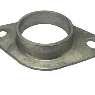 40NB Oval Pipe Flange Galvanised – heavy-duty cast metal flange with two bolt holes for securing 40NB pipe (48.3mm OD) in fencing and gate installations