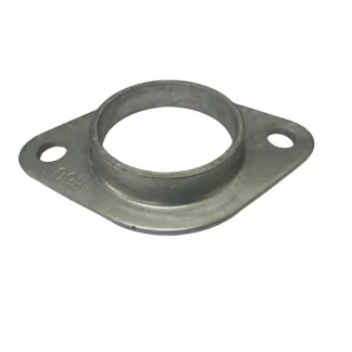 50NB Oval Pipe Flange Galvanised – heavy-duty cast metal flange with two bolt holes for securing 50NB pipe in fencing and gate installations